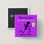 薬剤師一流ピンバッジの紫色 缶バッジ (正面&裏面)