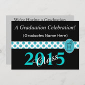 薬剤師卒業への招待ティール（緑がかった色）とブラックI 招待状 (正面/裏面)