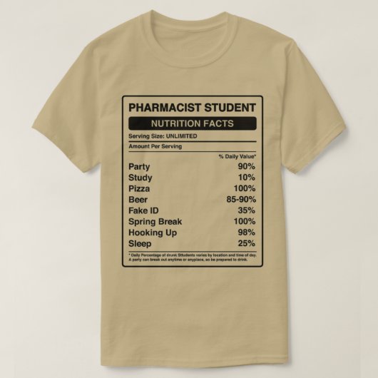 薬剤師学生の栄養事実薬剤師Appr Tシャツ (デザイン正面)