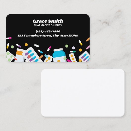 薬剤師片面 名刺 (正面/裏面)