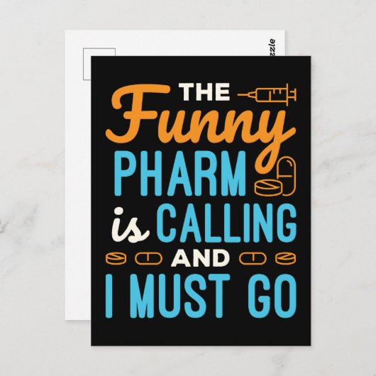 薬剤師薬局テックおもしろいアームが電話 ポストカード (正面/裏面)