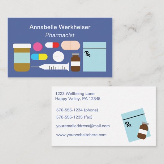 薬剤師薬局モダン会社 名刺 (正面/裏面)