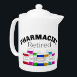 薬剤師退職した<br><div class="desc">薬剤師退職したのティーポットカラフル手描き処方ボトルとラベルがデザインを構成する。</div>