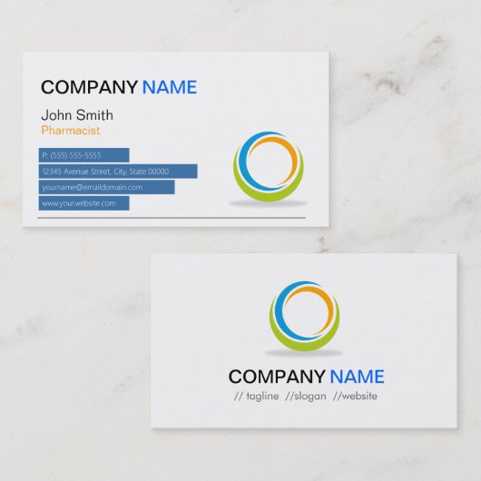 薬剤師 – モダン球体 名刺 (正面/裏面)