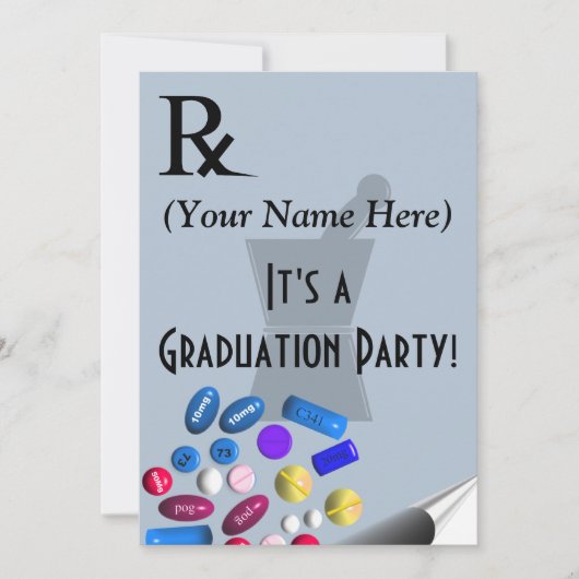 薬剤師 卒業招待状 Rxパッド デザイン 招待状 (正面)