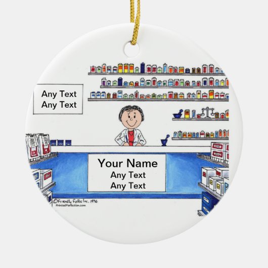 薬剤師-女性 セラミックオーナメント (正面)