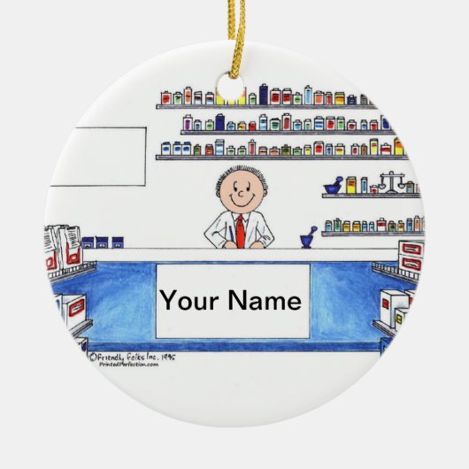 薬剤師-男性 セラミックオーナメント (正面)