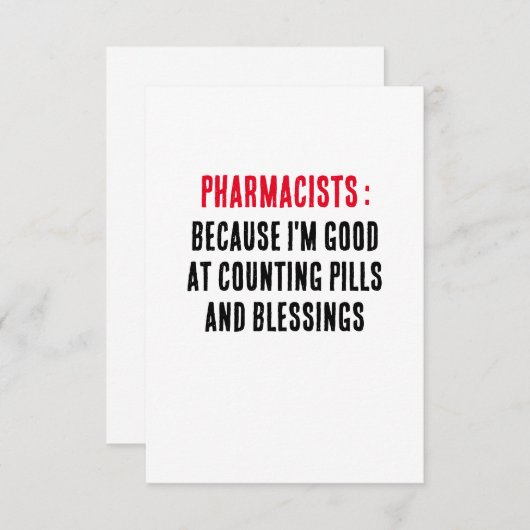 薬剤師:私は薬を数えるのが得意だから サンキューカード (正面/裏面)