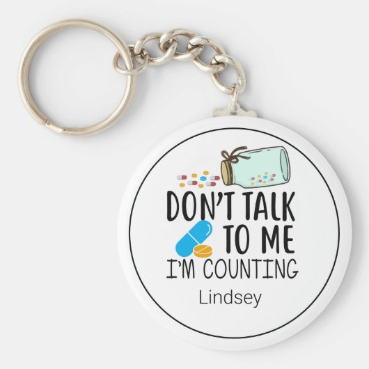 薬剤師/薬局テクおもしろいクがキーチェーンを話さない キーホルダー (正面)