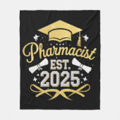 薬剤師 Est 2025 薬学部卒業 フリースブランケット (正面)