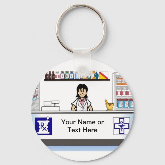 薬剤師 – PrintedPerfectによる女性漫画 キーホルダー (正面)