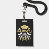 薬剤師Est 2025薬局卒業 バッジ (正面（ネックストラップ付）)