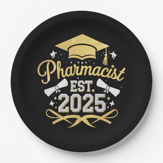 薬剤師Est 2025薬局卒業 ペーパープレート (正面)