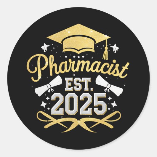 薬剤師Est 2025薬局卒業 ラウンドシール (正面)