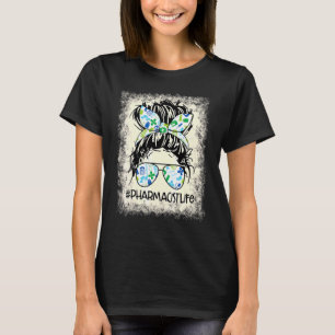 薬剤師Messy Bun漂白鑑賞世界H Tシャツ