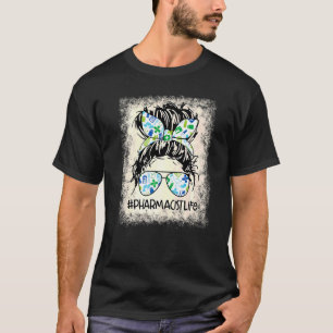 薬剤師Messy Bun漂白鑑賞世界H Tシャツ