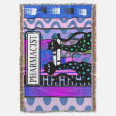 薬剤師PharmDによって編まれる総括的な猫の抽象芸術 スローブランケット (正面縦)