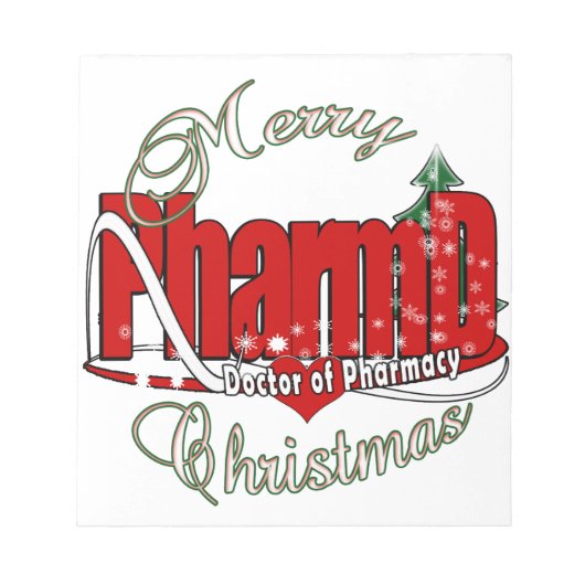 薬学のクリスマスのPharmDの医者 ノートパッド (正面)