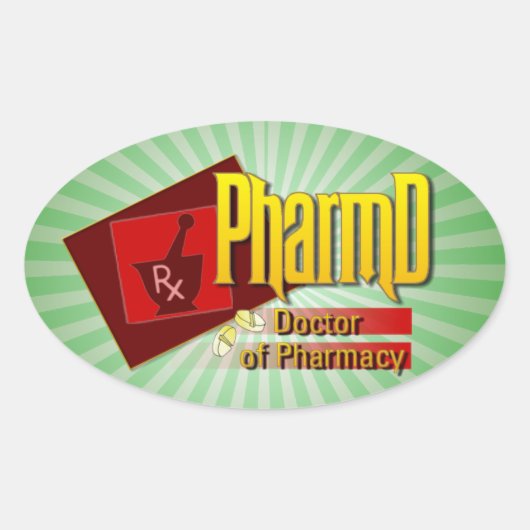 薬学のロゴのPharmDの医者 楕円形シール (正面)