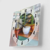 薬学の乳鉢そして乳棒 スクエア壁時計 (傾斜)