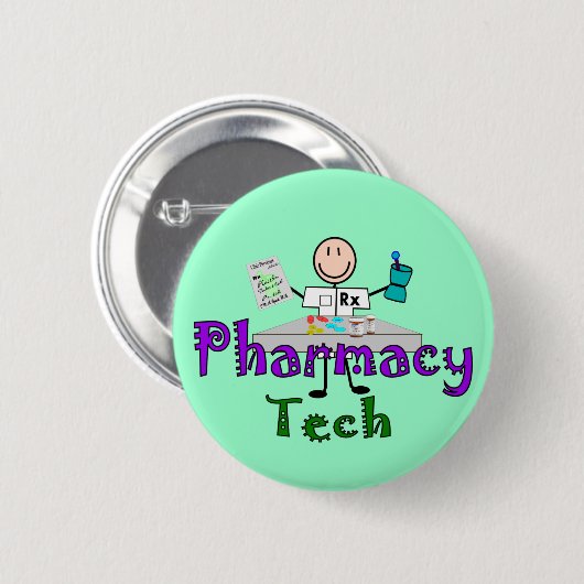 薬学の技術のギフト棒人間たちのデザインの 缶バッジ (正面&裏面)