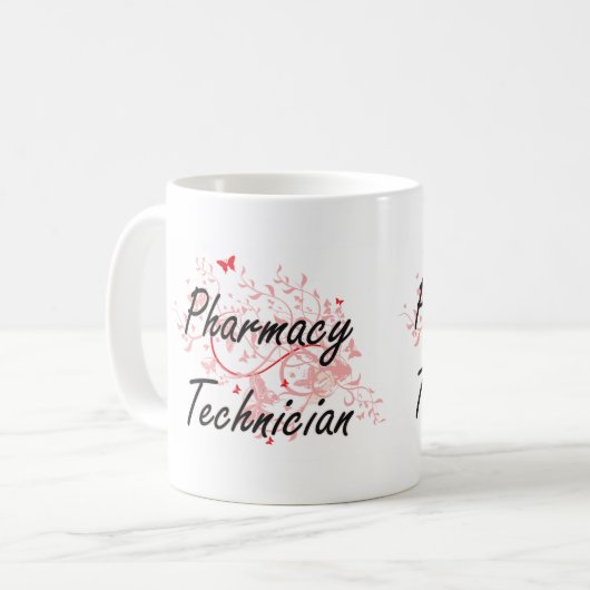 薬学の技術者のビュートとの芸術的な仕事デザイン コーヒーマグカップ (正面左)