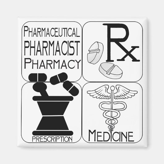 薬学の薬剤師のロゴ マグネット (正面)