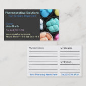 薬学の薬剤師の薬物のリストの名刺 名刺 (正面/裏面)