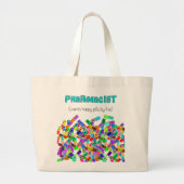 薬学の"幸せな丸薬"デザイン ラージトートバッグ (正面)