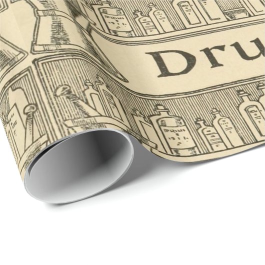 薬学は薬のヴィンテージのレトロの新聞広告に薬剤を入れます ラッピングペーパー (ロールコーナー)