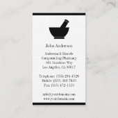 薬学乳鉢の乳棒を混合している薬剤師 名刺 (裏面)