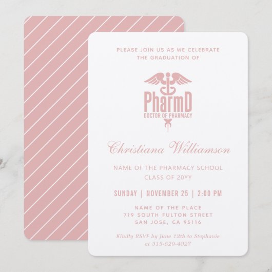 薬学博士PharmD薬学卒業 招待状 (正面/裏面)