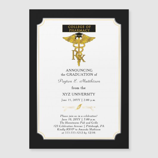 薬学大学薬剤師 |毒性学卒業 マグネット招待状 (正面)