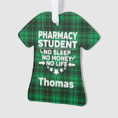 薬学学生Noスリープマネライフグリーンプレイド オーナメント (正面)