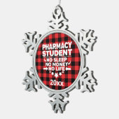 薬学学生Noスリープマネライフレッドプレイド スノーフレークピューターオーナメント (右)