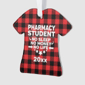 薬学学生Noライフマネー睡眠レッドプレイド オーナメント (正面)