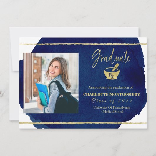 薬学院の卒業発表写真 招待状 (正面)