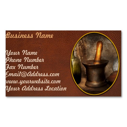 薬学-乳棒-家の治療 マグネット名刺 (正面)