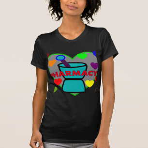 "薬学"数々のな色のハート Tシャツ
