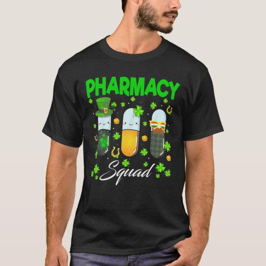 薬局おもしろい局Leprechaun薬剤師St Patr Tシャツ (正面)