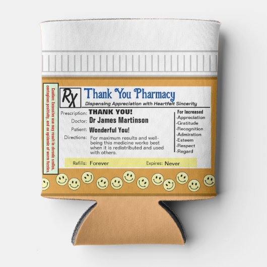 薬局に感謝 缶クーラー (正面)