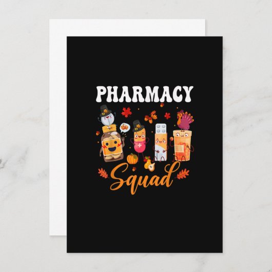 薬局の乗組員おもしろいは秋の感謝祭コストを満たす 招待状 (正面/裏面)