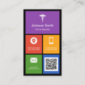 薬局の医療記号 – カラフルタイルQRコード 名刺 (裏面)