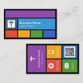 薬局の医療記号 – カラフルタイルQRコード 名刺 (正面/裏面)