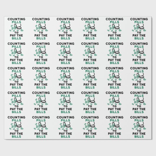 薬局の技術手形の支払いにピルを数える ラッピングペーパー (フラット)