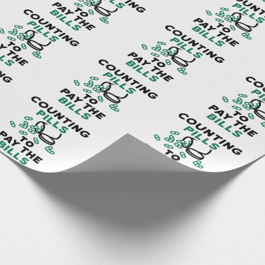 薬局の技術手形の支払いにピルを数える ラッピングペーパー (角)