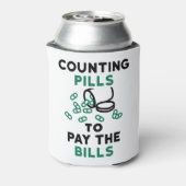 薬局の技術手形の支払いにピルを数える 缶クーラー (缶裏面)