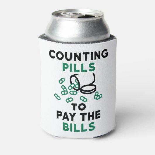 薬局の技術手形の支払いにピルを数える 缶クーラー (缶裏面)
