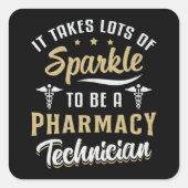 薬局の技術者それは輝く贈り物をたくさん取る スクエアシール (正面)