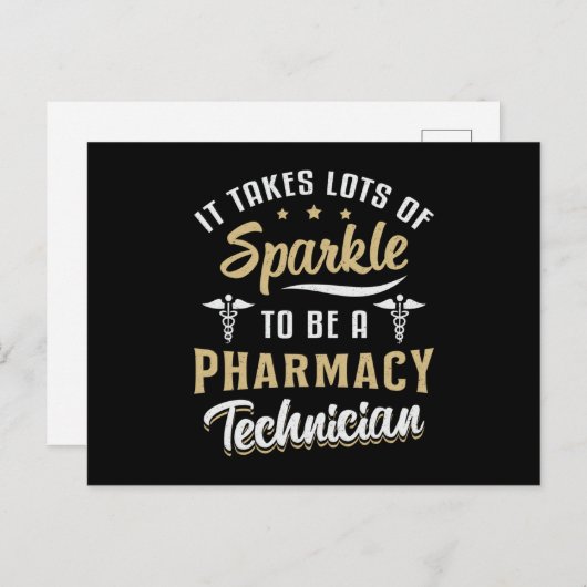 薬局の技術者それは輝く贈り物をたくさん取る ポストカード (正面/裏面)